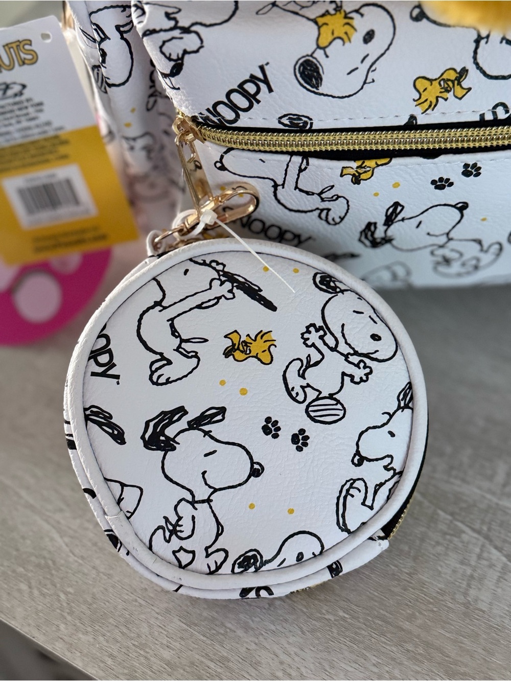 NWT Peanuts Snoopy Woodstock Mini Backpack 3 Pc Set Coin Purse Heart Charm - Picture 4 of 10